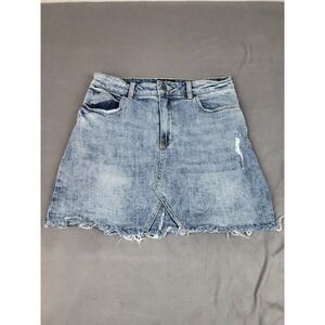 RVCA Sierra Jean Skirt Womens 29 Blue Lightweight Faded Acid Wash  Frayed Mini